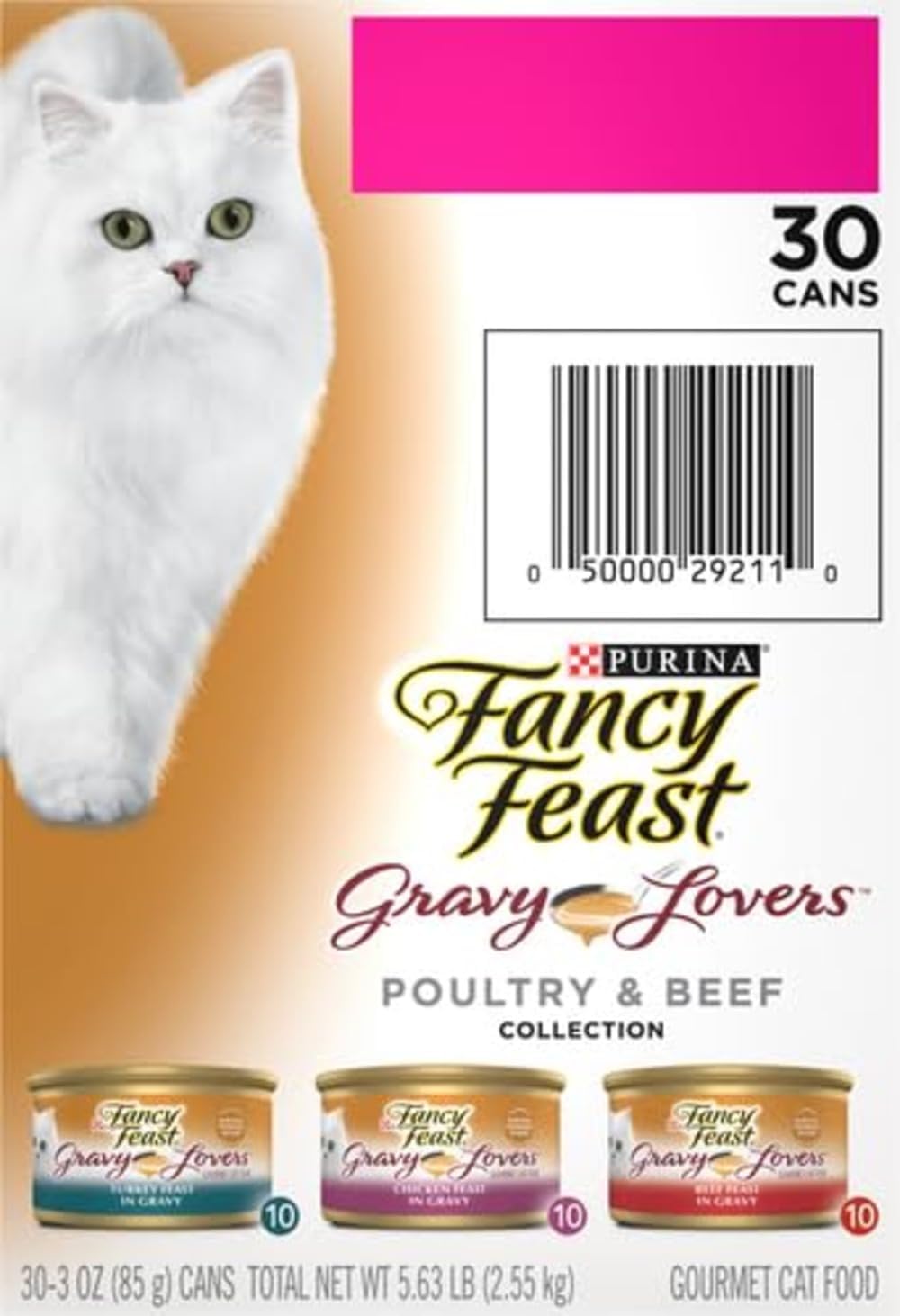 Fancy Feast Purina Gravy Lovers Poultry and Beef Grilled Gourmet Wet Cat Food Variety Pack - 3 oz. Cans.(Pack of 60)