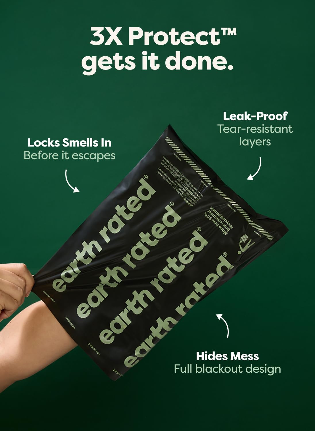 Earth Rated 3X Protect Dog Poop Bag Rolls. Odor Blocking. Unscented. 240 Ct | Leak Proof Extra Thick