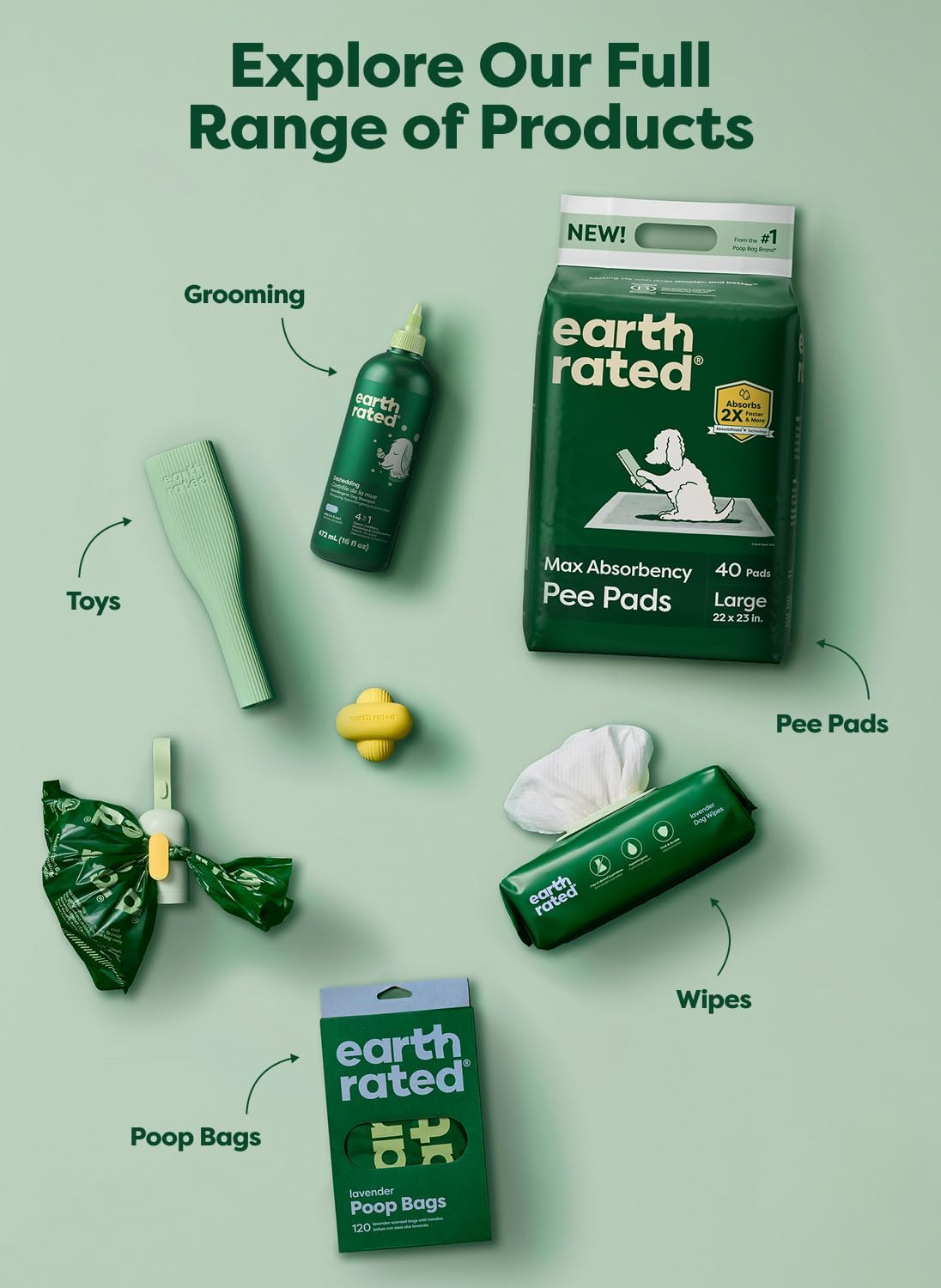 Earth Rated 3X Protect Dog Poop Bag Rolls. Odor Blocking. Unscented. 240 Ct | Leak Proof Extra Thick