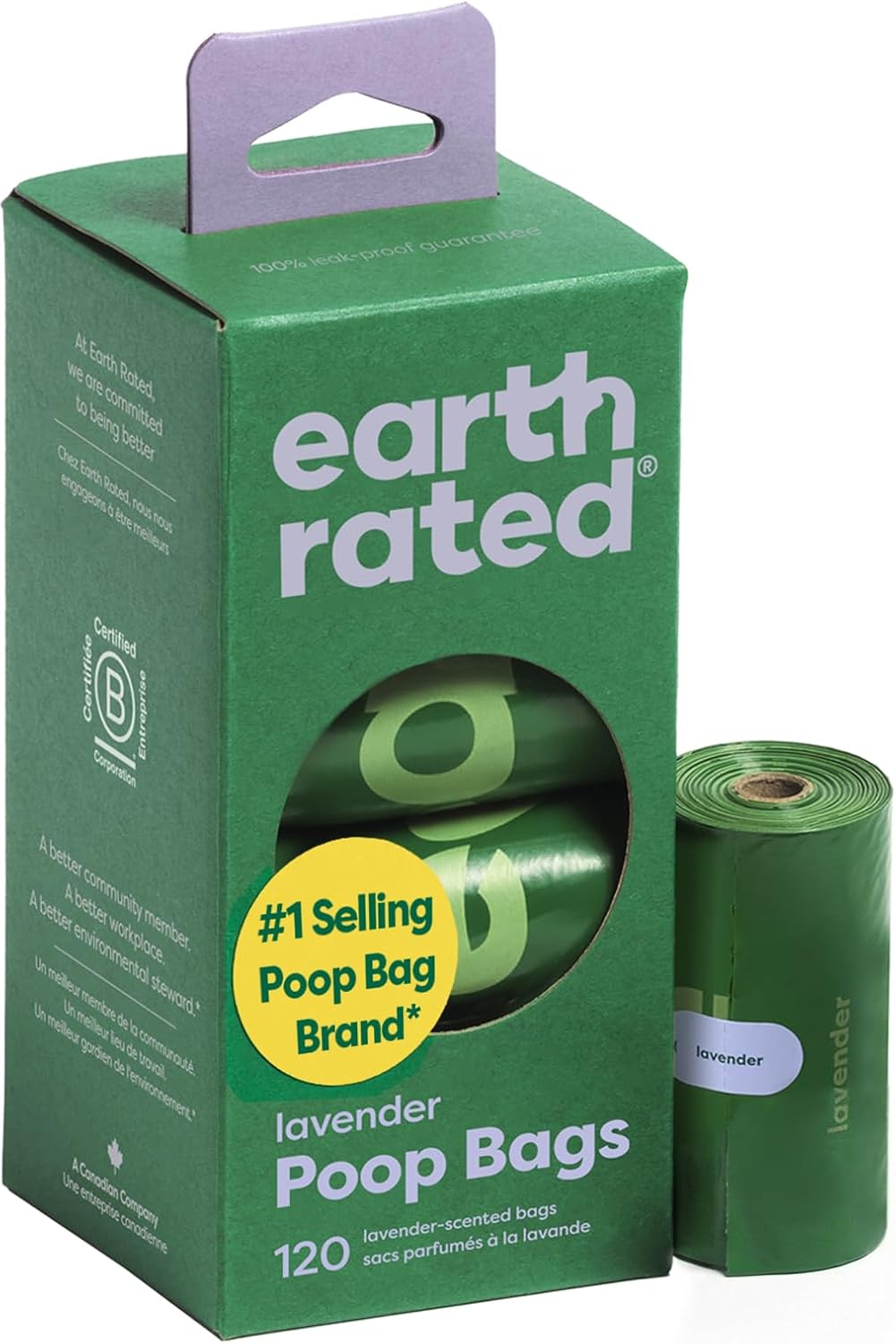 Earth Rated Dog Poop Bags for Dogs. 120 Leak Proof Refill Rolls. Lavender | Extra Thick Waste Bag Refill Rolls