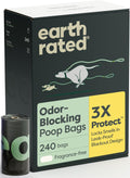 Earth Rated 3X Protect Dog Poop Bag Rolls. Odor Blocking. Unscented. 240 Ct | Leak Proof Extra Thick