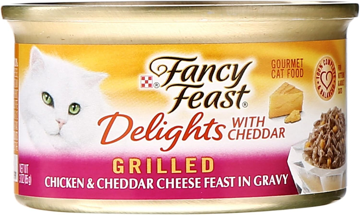 Fancy Feast Canned Delights Cat Food. Chicken And Cheddar. 3 oz