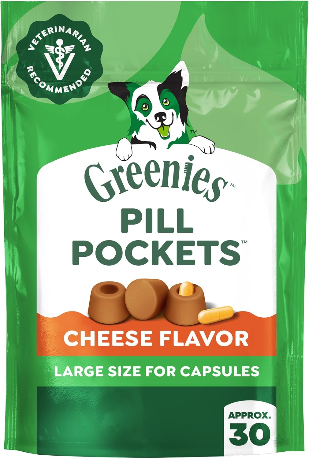 Greenies Pill Pockets Large Size Dog Treats. Cheese Flavor. 7.9 oz | Vet-recommended. masks pill smell & taste. moldable texture. capsule size. 7.9 oz. pouch. natural ingredients. no fillers