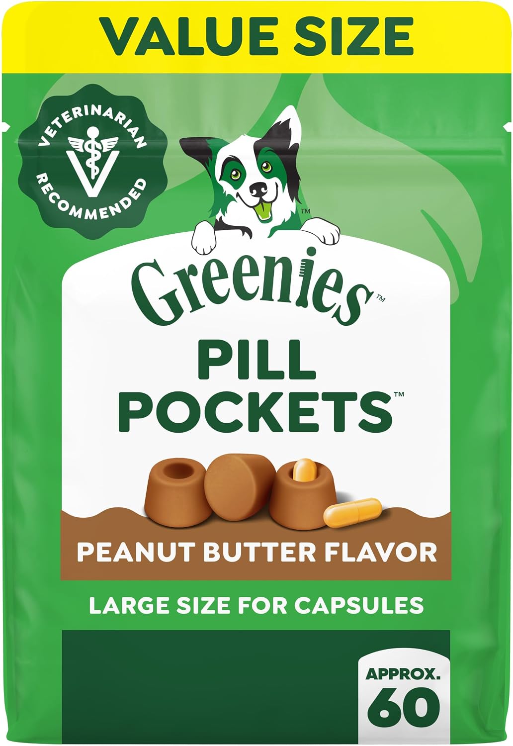 Greenies Pill Pockets Large Size Dog Treats. Peanut Butter. 15.8 oz | Vet-recommended. capsule size. low calorie. odor masking. stress- and mess-free medication experience