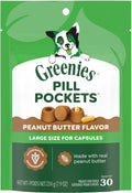 Greenies Pill Pockets for Dogs Large Size. Dog Treat Pouch for Capsule Medication. Peanut Butter Flavor. 7.9 oz. Pouch (Pack of 6)