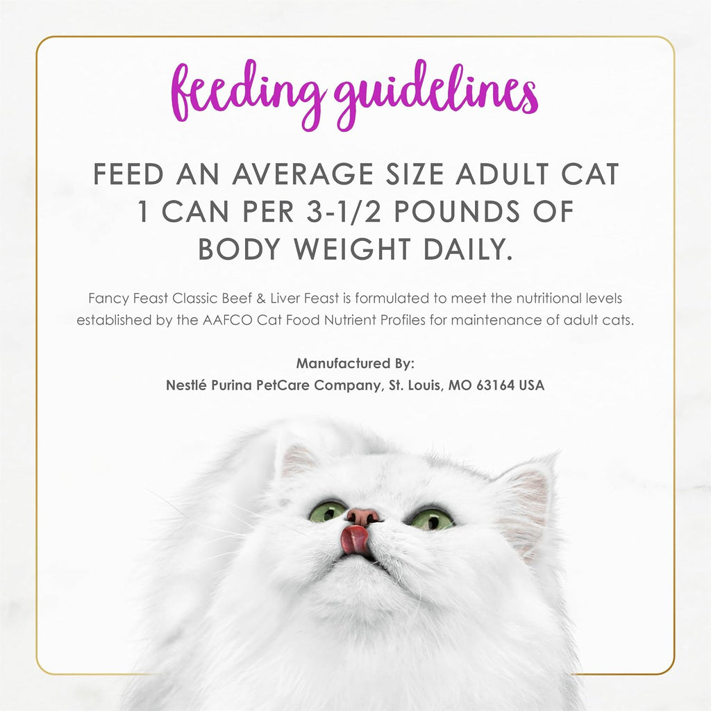 Purina Fancy Feast Tender Beef and Liver Feast Pate (24) Pack 3 oz | Grain Free. Crafted with real. high-quality ingredients for a smooth. savory recipe your cat will love