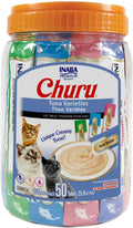 INABA Churu Cat Treats. Lickable. Squeezable Creamy Purée Cat Treat with Green Tea Extract & Taurine. 0.5 Ounces Each Tube. 50 Tubes. Tuna Variety (Pack of 8)