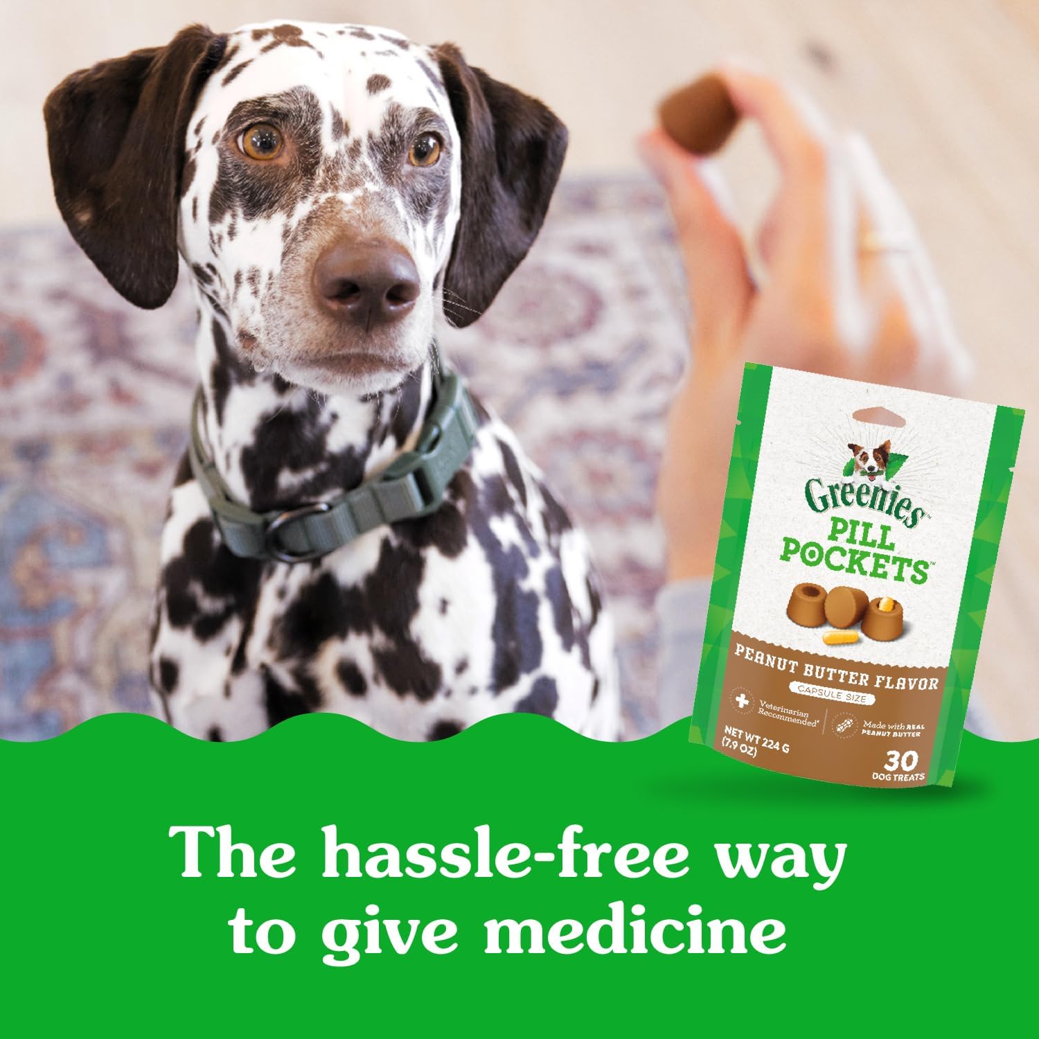 Greenies Pill Pockets Large Size Dog Treats. Peanut Butter. 7.9 oz. 6-Pack | Vet-recommended. capsule size. masks medicine odor. low calorie. stress- & mess-free. 7.9 oz pouches