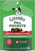 Greenies Pill Pockets for Dogs Large Size. Dog Treat Pouch for Capsule Medication. Hickory Smoke Flavor. 7.9 oz. Pouch (Pack of 6)