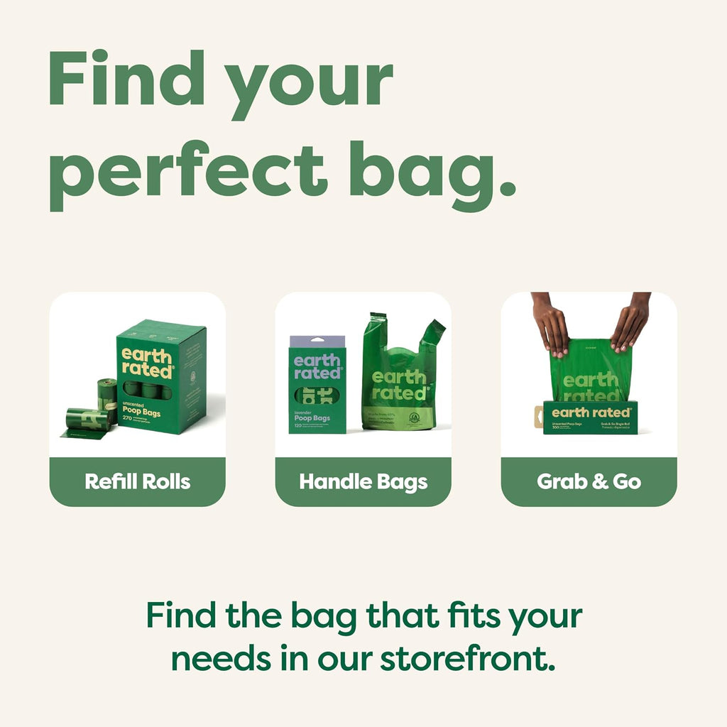 Earth Rated Dog Poop Bags on Refill Rolls. 120 Bags. Unscented | Guaranteed Leak Proof and Extra Thick Waste Bag Refill Rolls