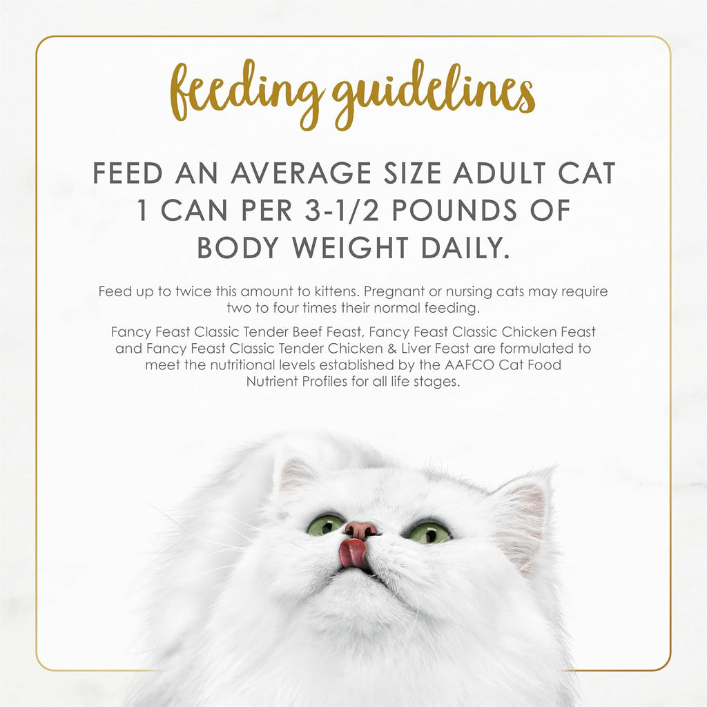 Fancy Feast Purina Chicken & Beef Wet Cat Variety Pack (24) 3oz Cans | Grain Free. Classic Pate collection with Chicken and Beef Flavors. crafted with No artificial colors or preservatives