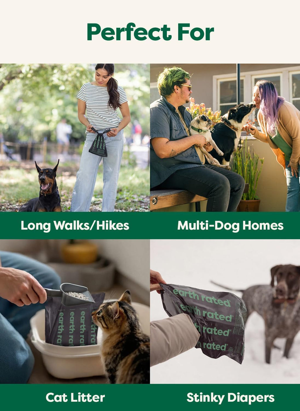 Earth Rated 3X Protect Dog Poop Bag Rolls. Odor Blocking. Unscented. 240 Ct | Leak Proof Extra Thick