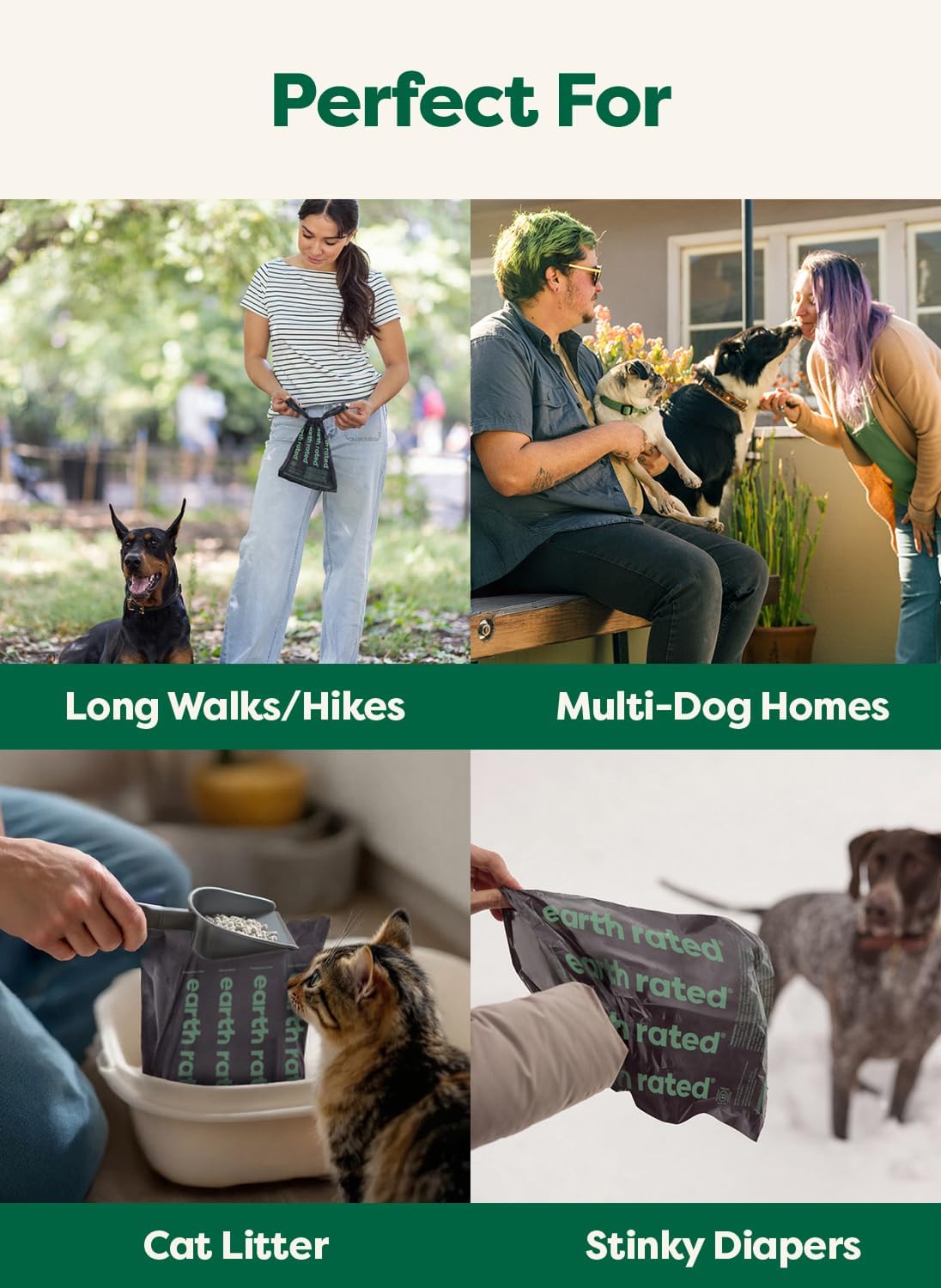 Earth Rated 3X Protect Dog Poop Bag Rolls. Odor Blocking. Unscented. 240 Ct | Leak Proof Extra Thick