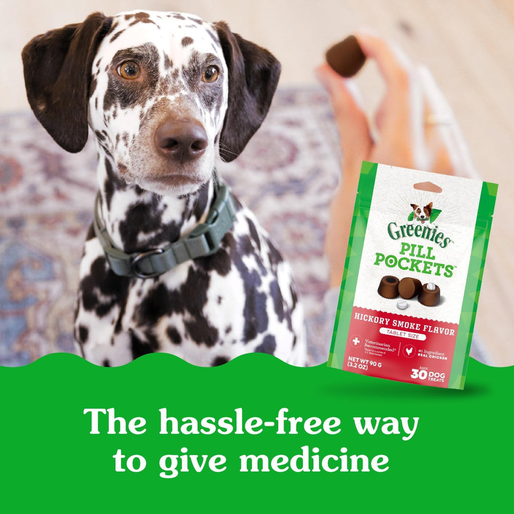 Greenies Pill Pockets Large Size Dog Treats. Hickory Smoke. 7.9 oz. 6-Pack | Vet-recommended. Capsule size. masks medicine odor. low calorie. stress- & mess-free. 7.9 oz pouches