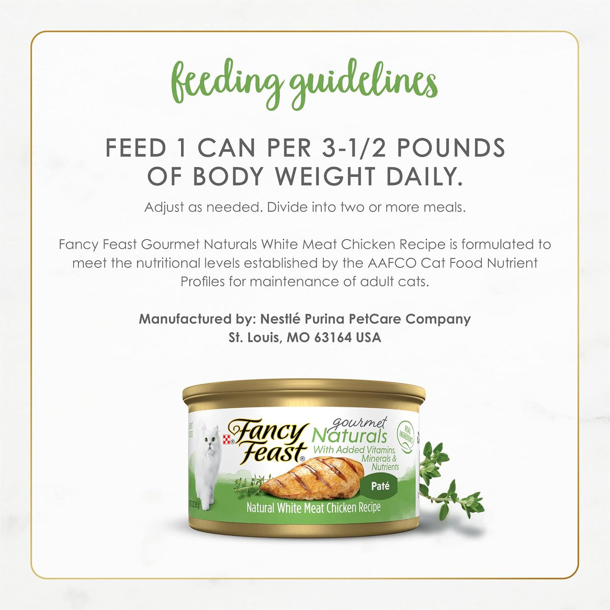 Purina Fancy Feast Gourmet Naturals White Meat Chicken (12 Pack) 3 oz | Crafted with real white meat chicken in gravy for exceptional taste with added vitamins and minerals for adult cats