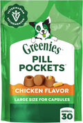 Greenies Pill Pockets Large Size Dog Treats. Chicken. 7.9 oz | Vet-recommended. masks pill smell & taste. moldable texture. capsule size. 7.9 oz. pouch. natural ingredients. no fillers
