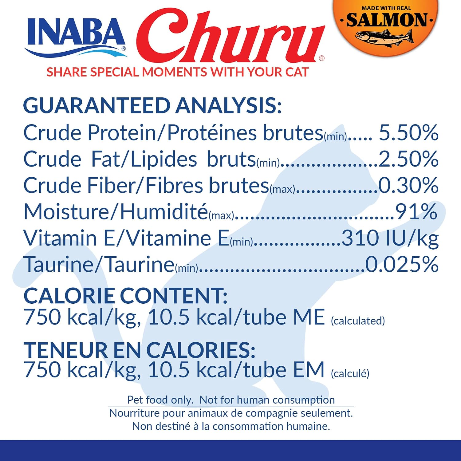 INABA Salmon Churu Cat Treats. Lickable. Squeezable Creamy Purée Cat Treat with Green Tea Extract & Taurine. 0.5 Ounces Each Tube. 40 Tubes. Salmon Variety Box