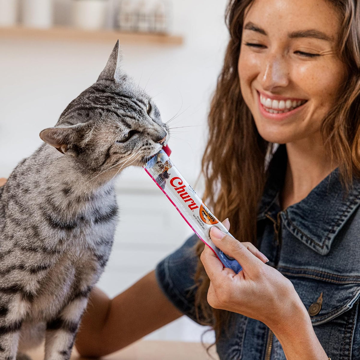 INABA Salmon Churu Cat Treats. Lickable. Squeezable Creamy Purée Cat Treat with Green Tea Extract & Taurine. 0.5 Ounces Each Tube. 20 Tubes. Salmon & Tuna Variety Box