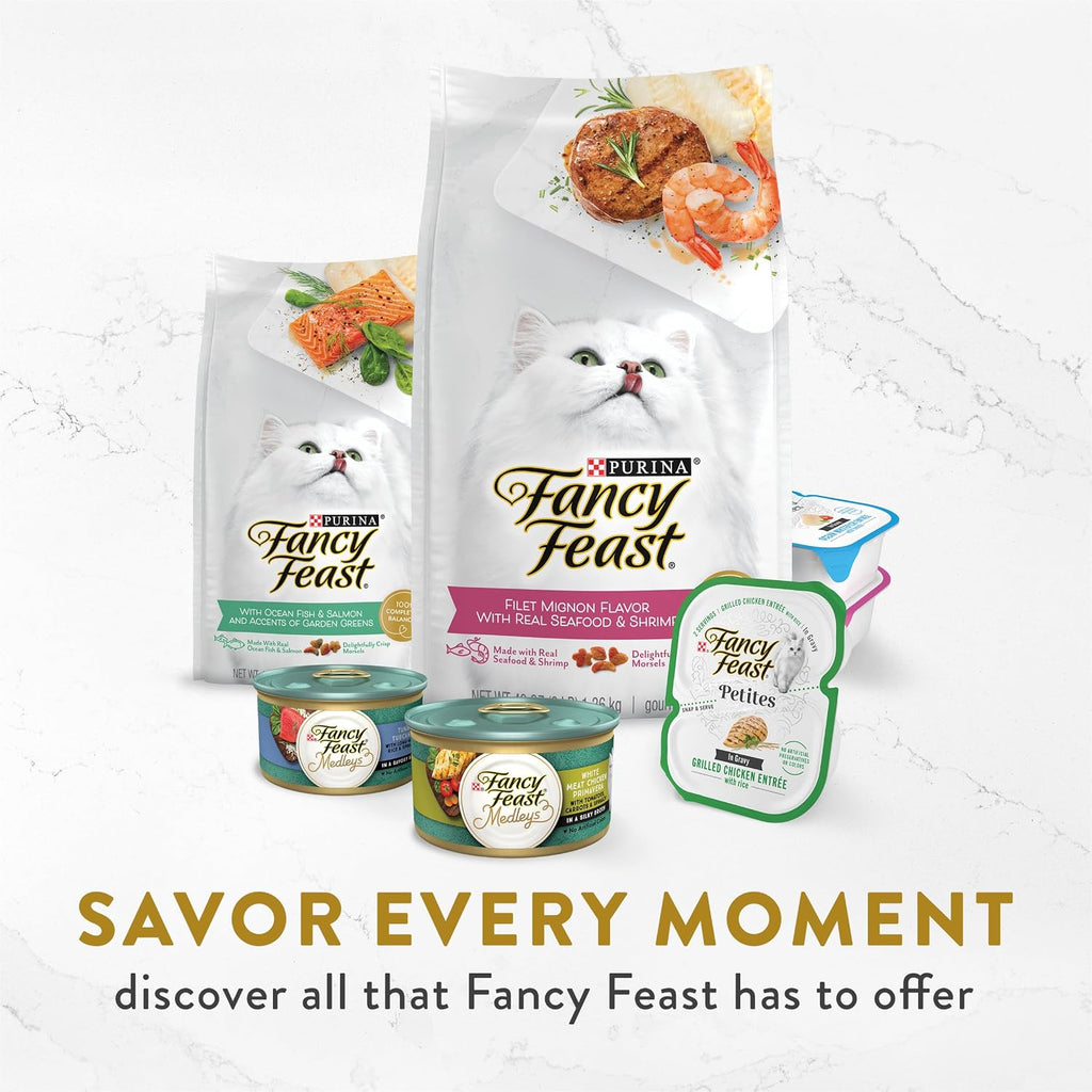 Purina Fancy Feast Creamy Senior Cat Food Topper (16 Pack) 1.4 oz | Easy to chew gourmet complement crafted with chicken and vegetables. Vitamin E and taurine for senior cats