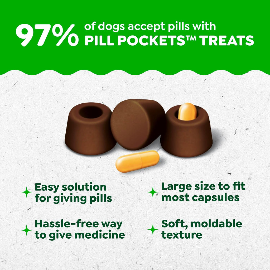 Greenies Pill Pockets for Dogs Large Size. Dog Treat Pouch for Capsule Medication. Hickory Smoke Flavor. 7.9 oz. Pouch (Pack of 6)