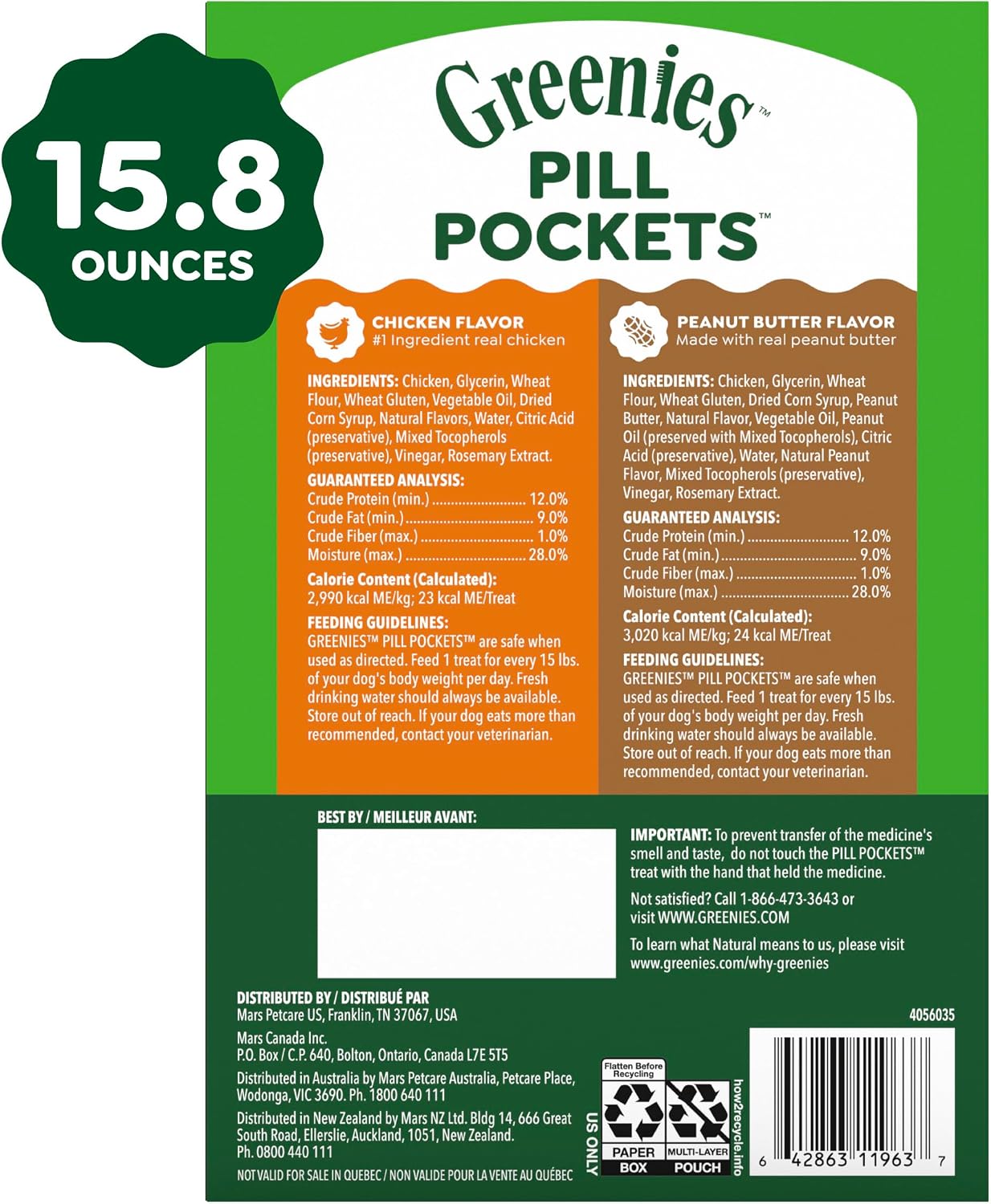 Greenies Pill Pockets for Dogs Large Size. Dog Treat Pouch for Capsule Medication. Variety Pack. 7.9 oz. Pouch (Pack of 2)