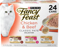 Fancy Feast Purina Chicken & Beef Wet Cat Variety Pack (24) 3oz Cans | Grain Free. Classic Pate collection with Chicken and Beef Flavors. crafted with No artificial colors or preservatives