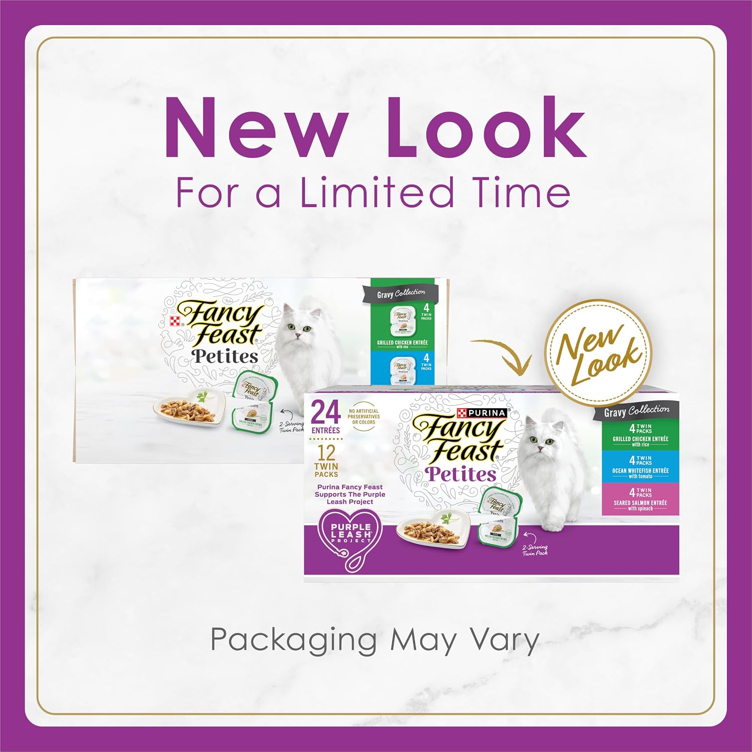 Fancy Feast Purina Gourmet Wet Cat Food Variety Pack.Petites Gravy Collection.Break-Apart tubs.48 Servings - 2.8 oz. Tubs.(Pack of 24)