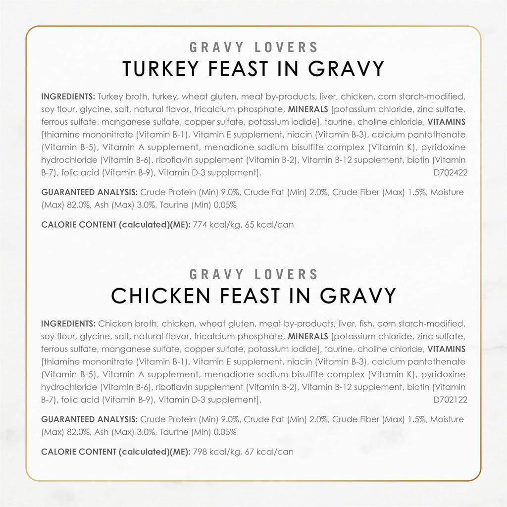 Purina Fancy Feast Gravy Lovers Wet Cat Food. 3 oz Cans. 30-Pack | Variety Pack with poultry and beef grilled gourmet recipes. made with no artificial colors or preservatives