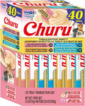 INABA Churu Cat Treats. Lickable. Squeezable Creamy Purée Cat Treat with Green Tea Extract & Taurine. 0.5oz. Each Tube. 40 Tubes. Tuna & Seafood Variety