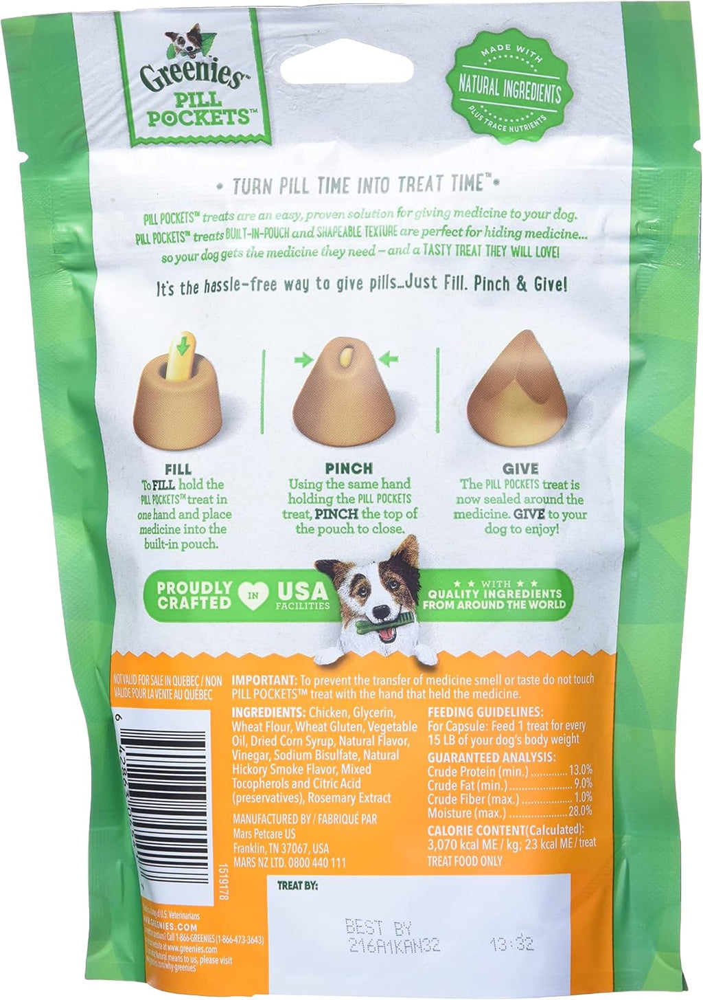 Greenies Pill Pockets for Dogs Large Size. Soft Dog Treats. Chicken Flavor. 7.9 oz. Pouch (30 Treats) (Pack of 6)