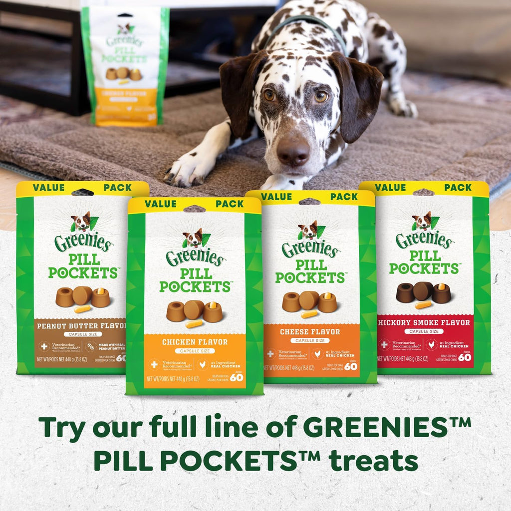 Greenies Pill Pockets Large Size Dog Treats. Peanut Butter. 7.9 oz. 6-Pack | Vet-recommended. capsule size. masks medicine odor. low calorie. stress- & mess-free. 7.9 oz pouches