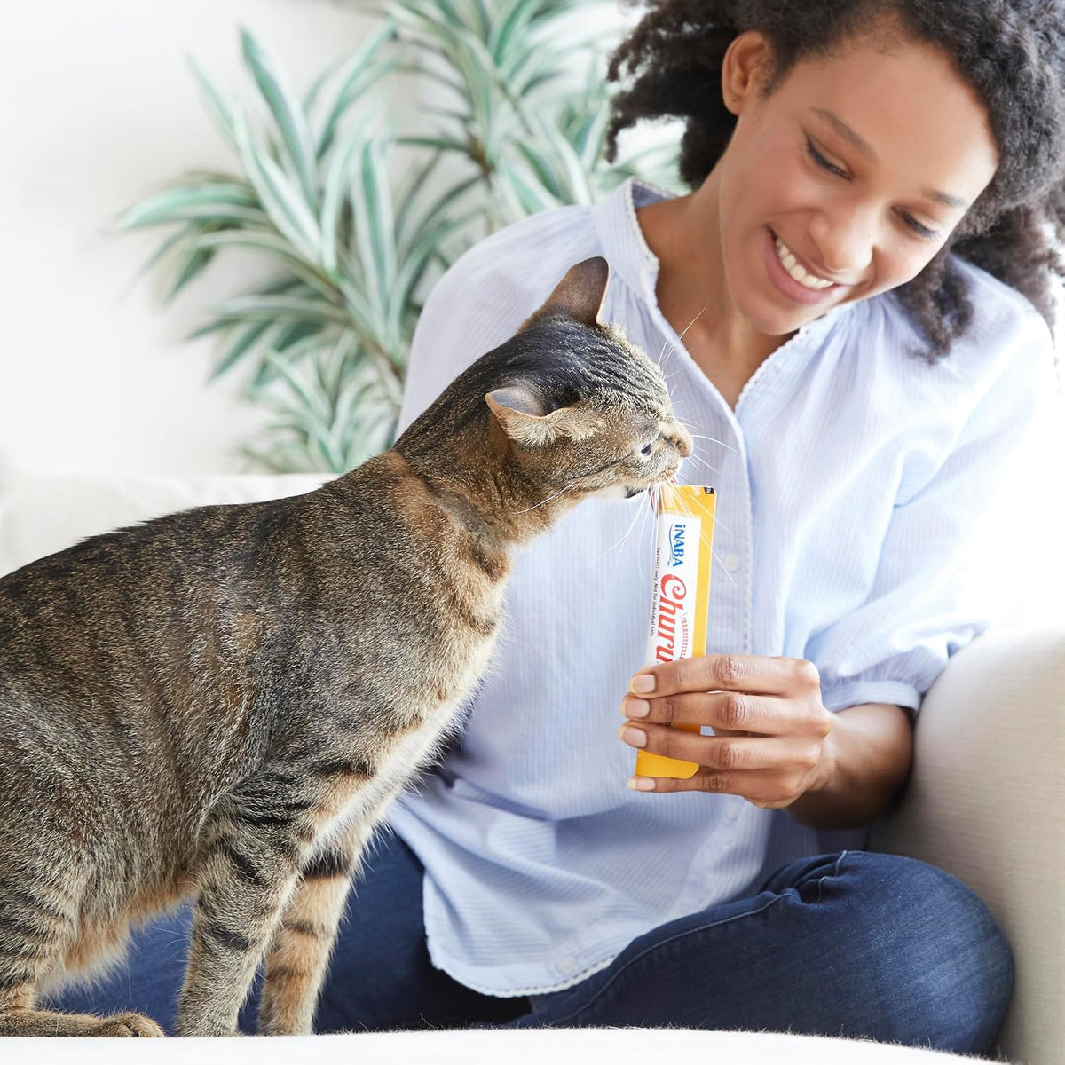 INABA Churu Cat Treats. Lickable. Squeezable Creamy Purée Cat Treat with Green Tea Extract & Taurine. 0.5oz. Each Tube. 20 Tubes. Chicken & Seafood Variety
