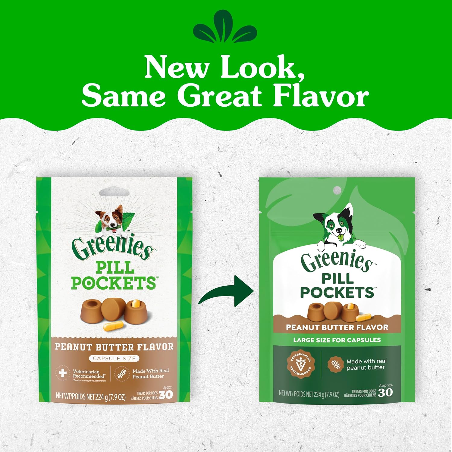 Greenies Pill Pockets for Dogs Large Size. Dog Treat Pouch for Capsule Medication. Peanut Butter Flavor. 7.9 oz. Pouch (Pack of 6)